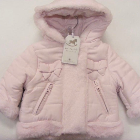 Pink fur panel coat