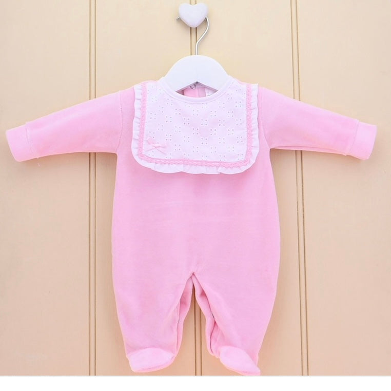 Roisin pink velour sleepsuit