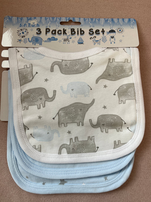 Elephant triple pack bibs