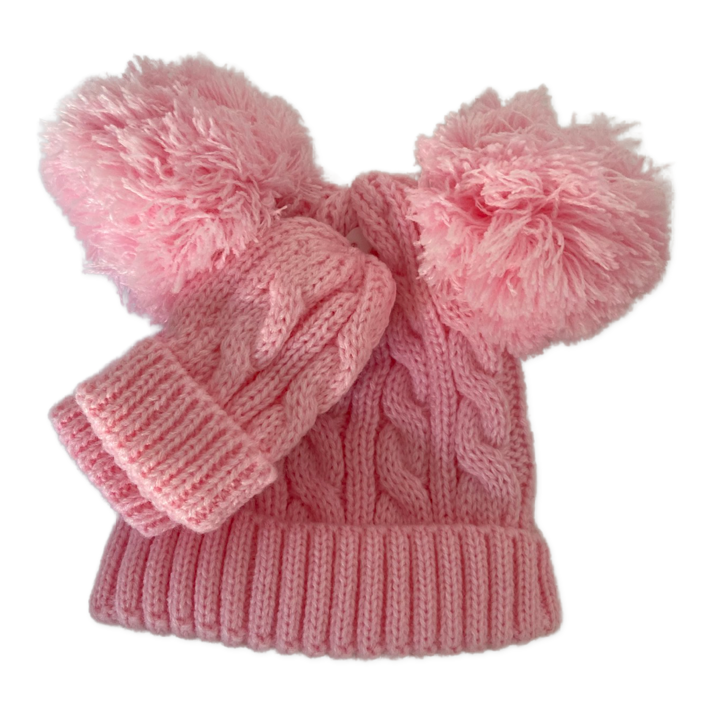 Double Pom Pom hat and mitts set